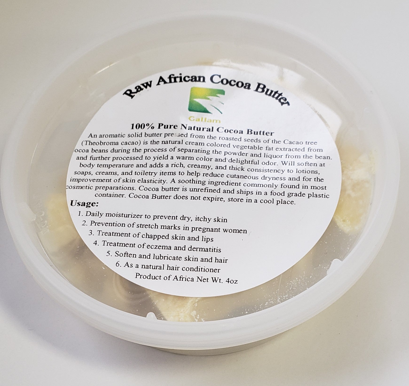 Gallam Raw Cocoa Butter 4oz